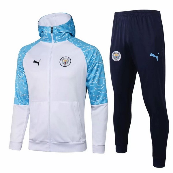 Chandal Con Capucha Manchester City 2021-2022 Azul Blanco